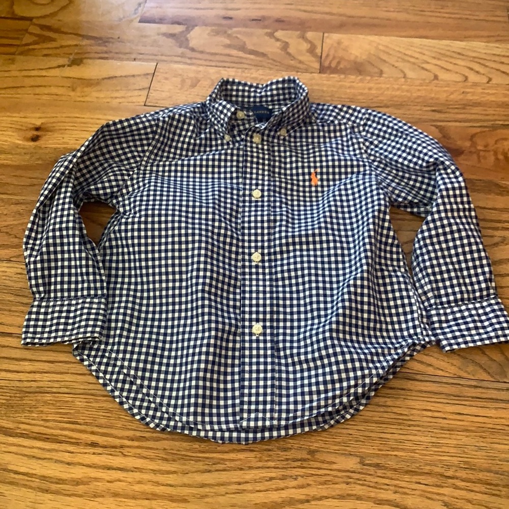 Ralph Lauren Blue and White Check Button Down. Size 3T